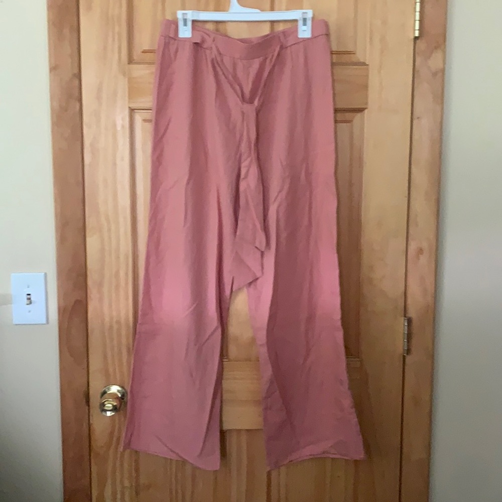 Pink linen loose fitting pants